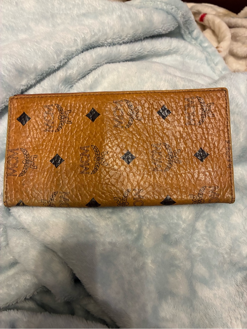 MCM Cognac Logo Continental Card Holder - Tan with Black Accents